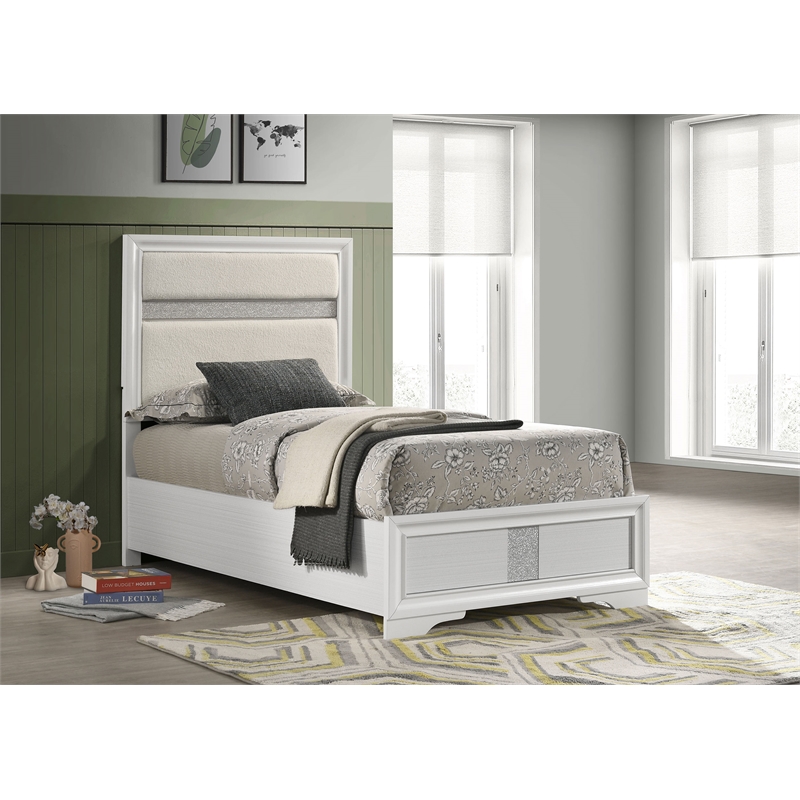 Miranda 54-inch Upholstered Twin Panel Bed White
