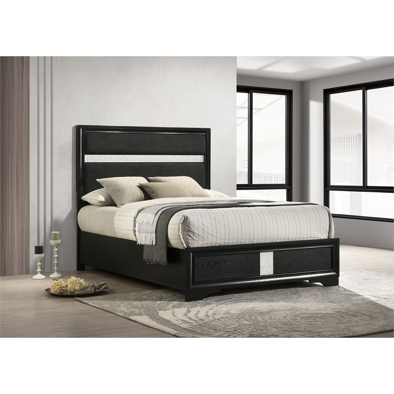 Miranda 54-inch Upholstered Full Panel Bed Black