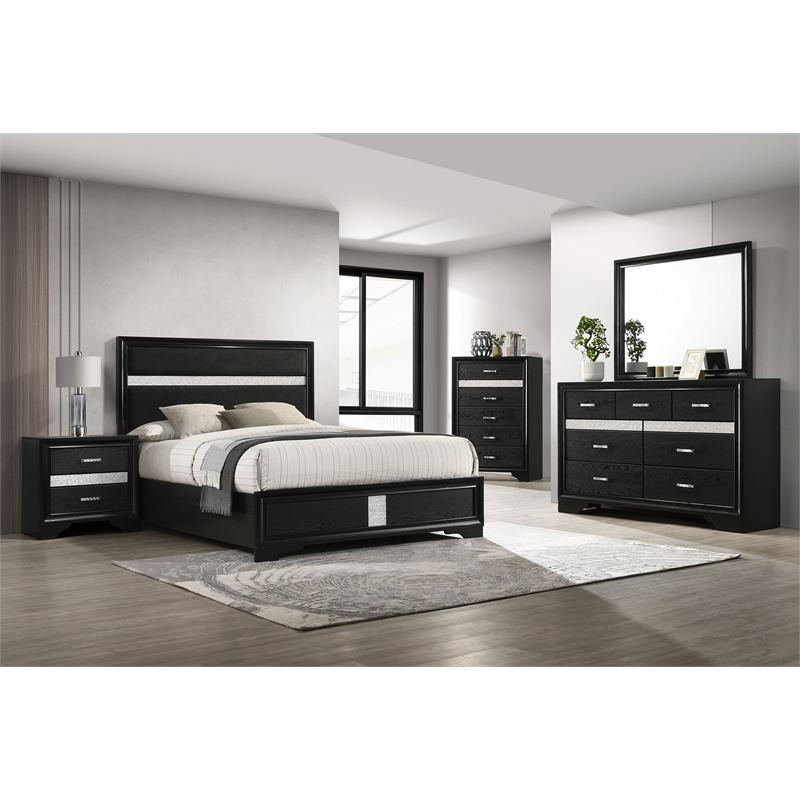 Miranda 54-inch Upholstered Full Panel Bed Black