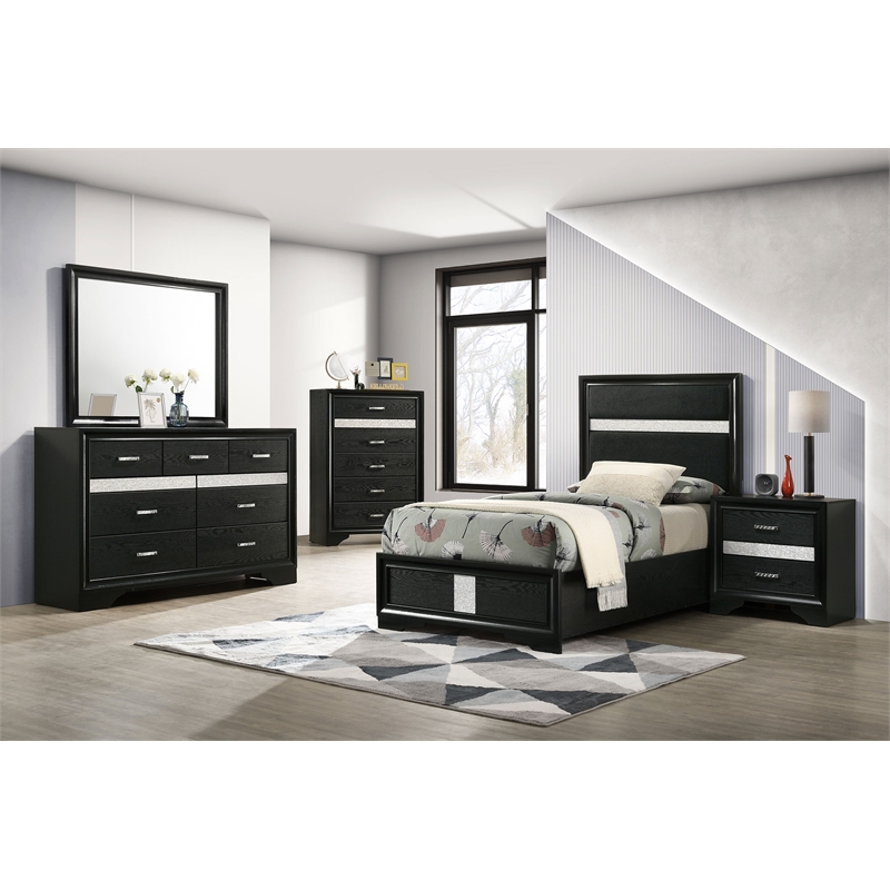 Miranda 54-inch Upholstered Twin Panel Bed Black
