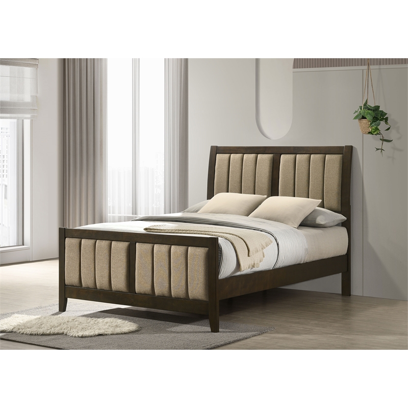 Wilkes 51-inch Upholstered Full Bed Dark Cocoa
