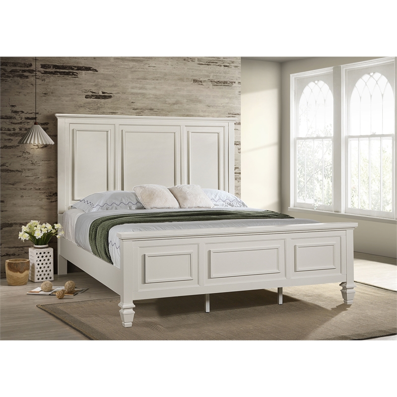 Sandy Beach 63-inch Eastern King Wood Panel Bed Cream White
