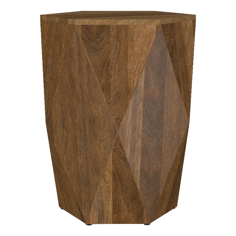 Zalika Hexagonal Solid Mango Wood End Table Natural