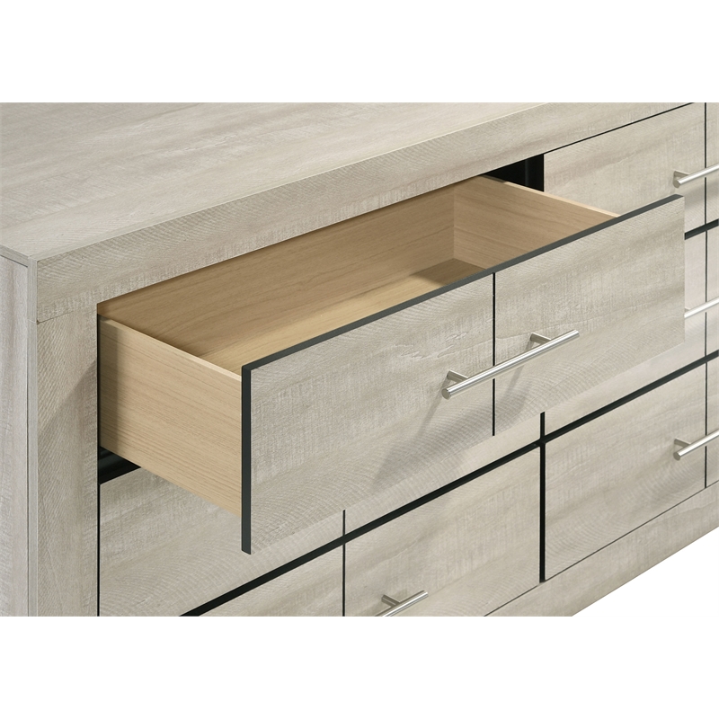Trenton 6-drawer Bedroom Dresser With Mirror Rustic Cream