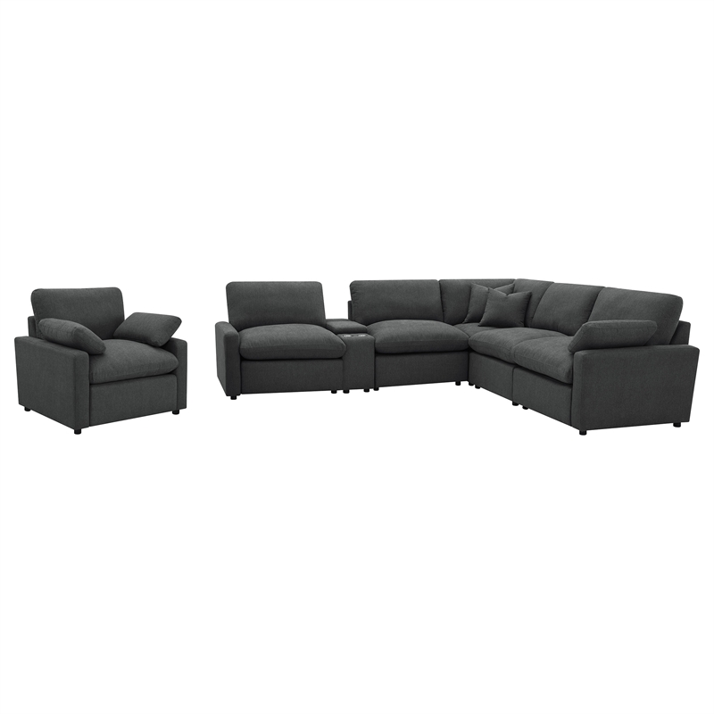 Coaster Collins 6-piece Fabric Modular Power Reclining Sectional Dark Gray