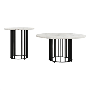 Haven 2-piece Round Marble Coffee and End Table Set Black