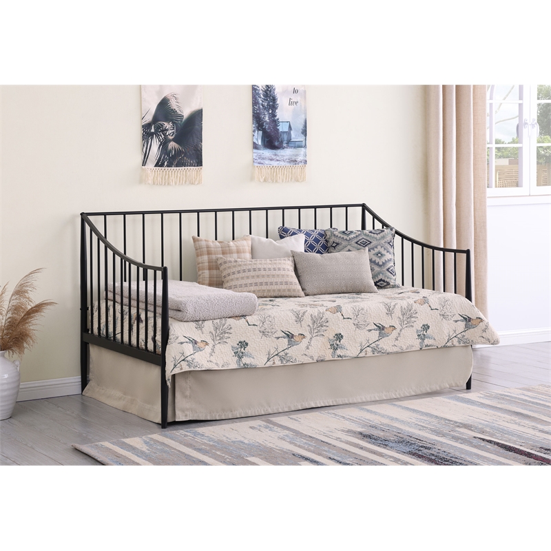 Newbury Metal Twin Daybed Bed Frame Matte Black