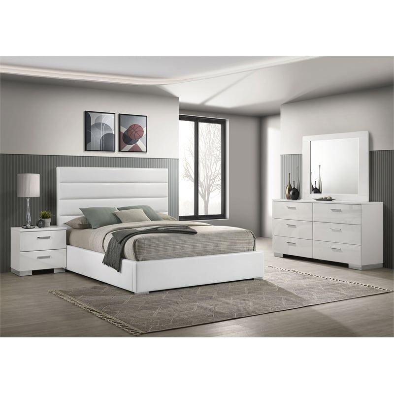 Felicity 4-piece Eastern King Bedroom Set White High Gloss