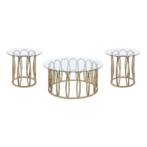 Monett 3-piece Coffee and End Table Set Chocolate Chrome