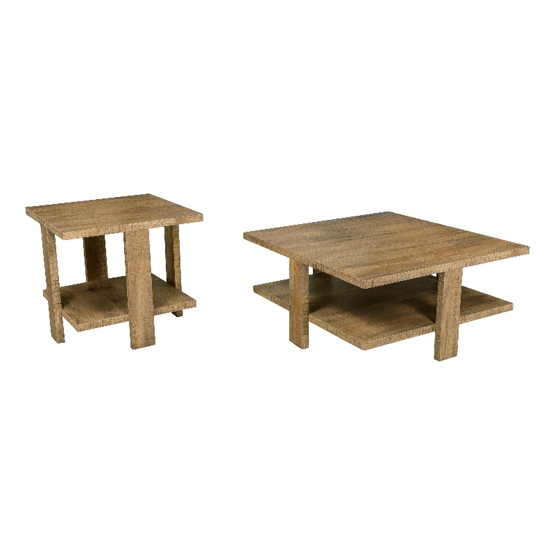 Dawn 2-piece Round Coffee and End Table Set Mango Brown