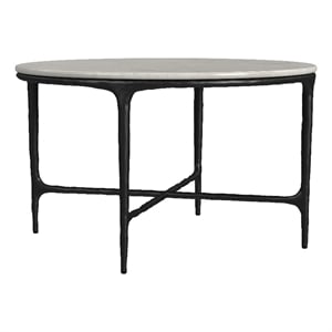 Hermas Round Genuine Marble Top Metal Coffee Table White