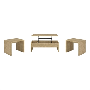 Coaster Canoga 3-piece Engineered Wood Lift Top Coffee Table Set in Light Oak