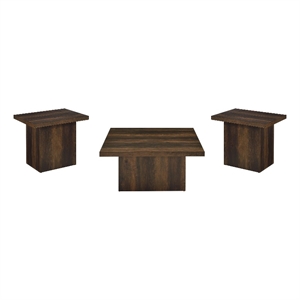 Coaster Devar 3-piece Square Engineered Wood Coffee Table Set in Dark Pine