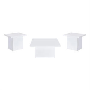 Coaster Devar 3-piece Square Engineered Wood Coffee Table Set White High Gloss