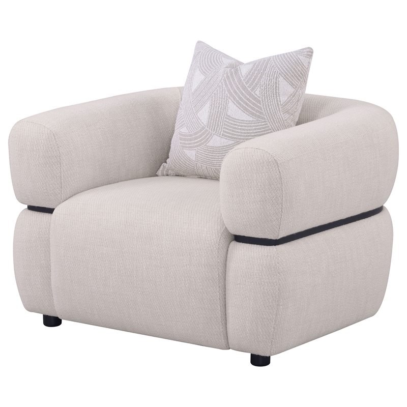 Coaster Jeanette Fabric Upholstered Round Arm Accent Chair in Beige