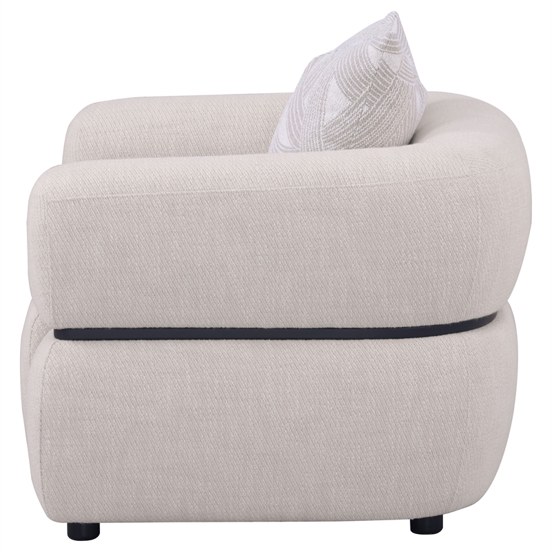 Coaster Jeanette Fabric Upholstered Round Arm Accent Chair in Beige