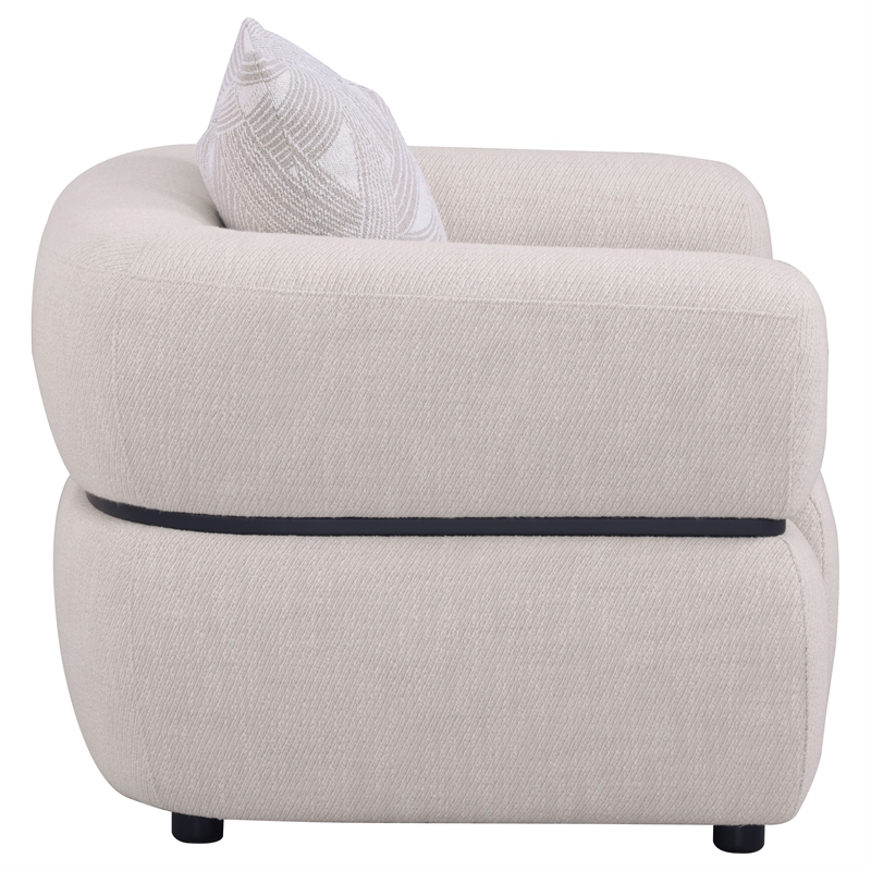 Coaster Jeanette Fabric Upholstered Round Arm Accent Chair in Beige