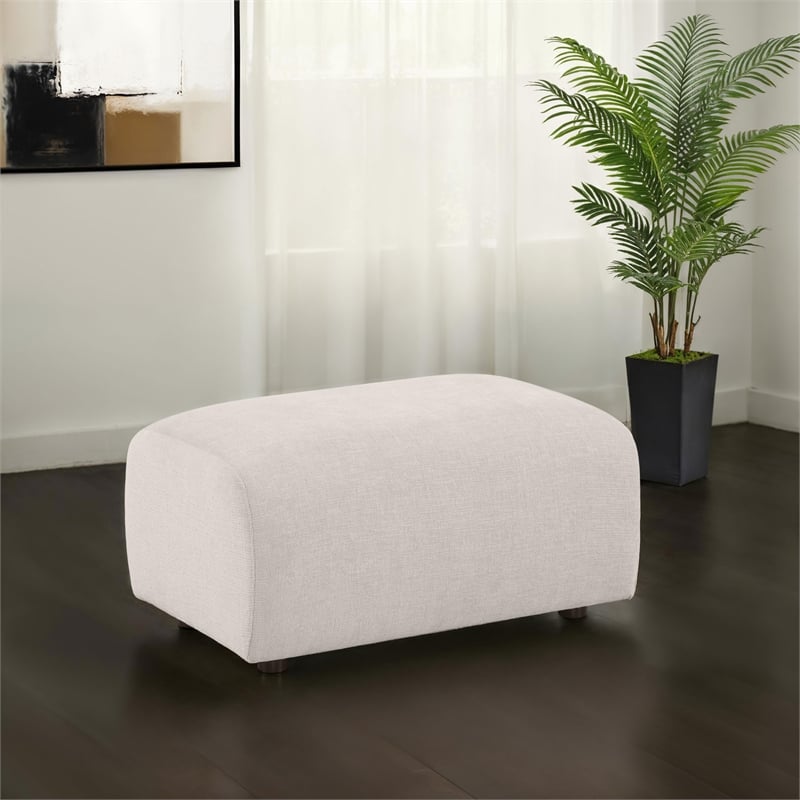 Coaster Burnett Contemporary Chenille Upholstered Ottoman in Ivory