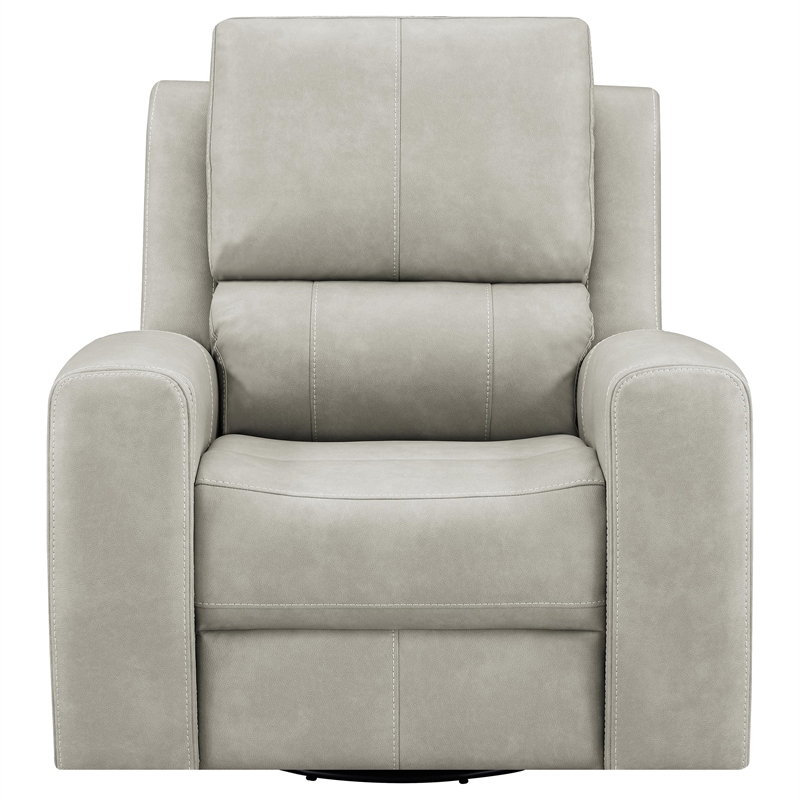 Coaster Brickston Faux Leather Triple Power Swivel Glider Recliner in Gray