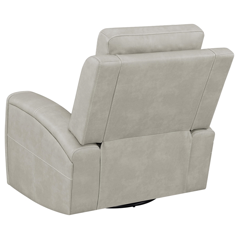 Coaster Brickston Faux Leather Triple Power Swivel Glider Recliner in Gray