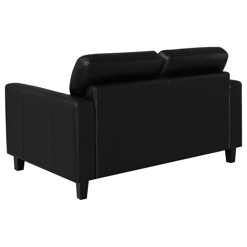 Coaster Scotland 3-piece Faux Leather Upholstered Sofa Set in Black