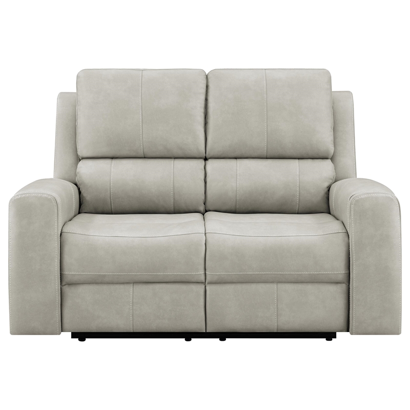 Coaster Brickston Faux Leather Triple Power Reclining Loveseat in Gray