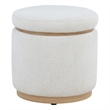 Coaster Remuda Upholstered Boucle Fabric Round Storage Ottoman in Ivory White