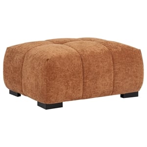 Coaster Octavia Tufted Upholstered Fabric Rectangular Ottoman in Orange
