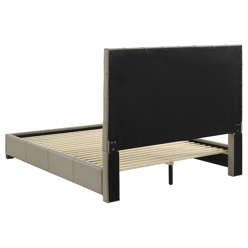 Coaster Medley Transitional Genuine Leather Queen Platform Bed in Tan