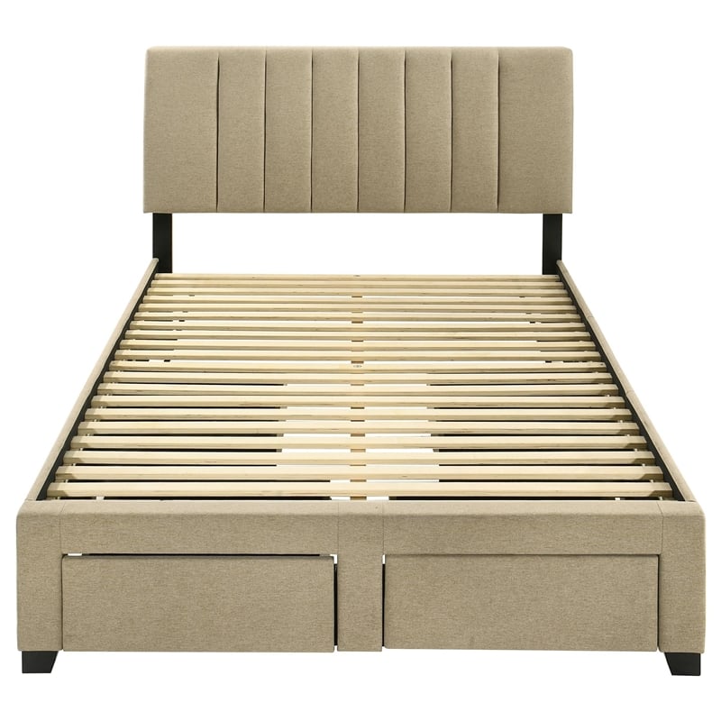 Coaster Wheatland 4-Drawer Fabric Upholstered Full Storage Bed in Brown