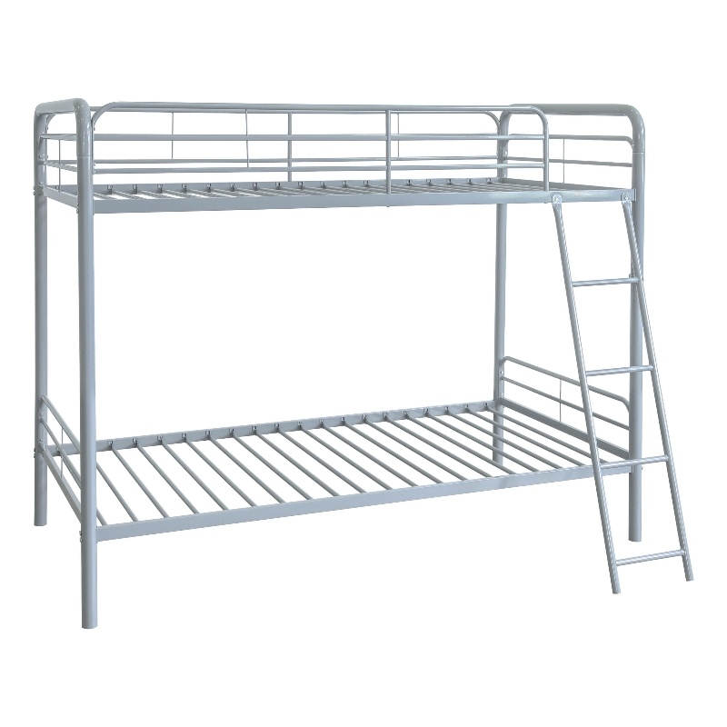 Coaster Carson Transitional Steel Twin Over Twin Bunk Bed in Glossy Silver