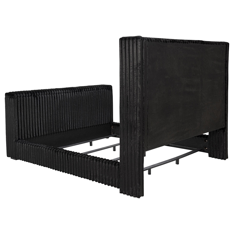 Coaster Centergrove Upholstered Velvet Eastern King Wingback TV Bed in Black