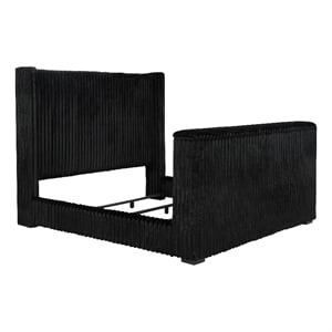 Coaster Centergrove Upholstered Velvet California King Wingback TV Bed in Black