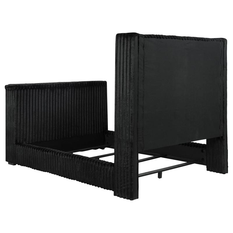Coaster Centergrove Upholstered Velvet Queen Wingback TV Bed in Black