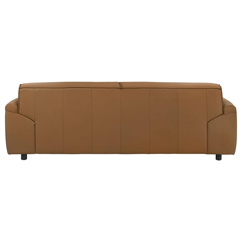 Coaster Buxton Contemporary Padded Top Grain Leather Sofa in Orange