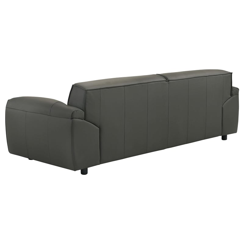 Coaster Buxton Contemporary Padded Top Grain Leather Sofa in Graphite Gray