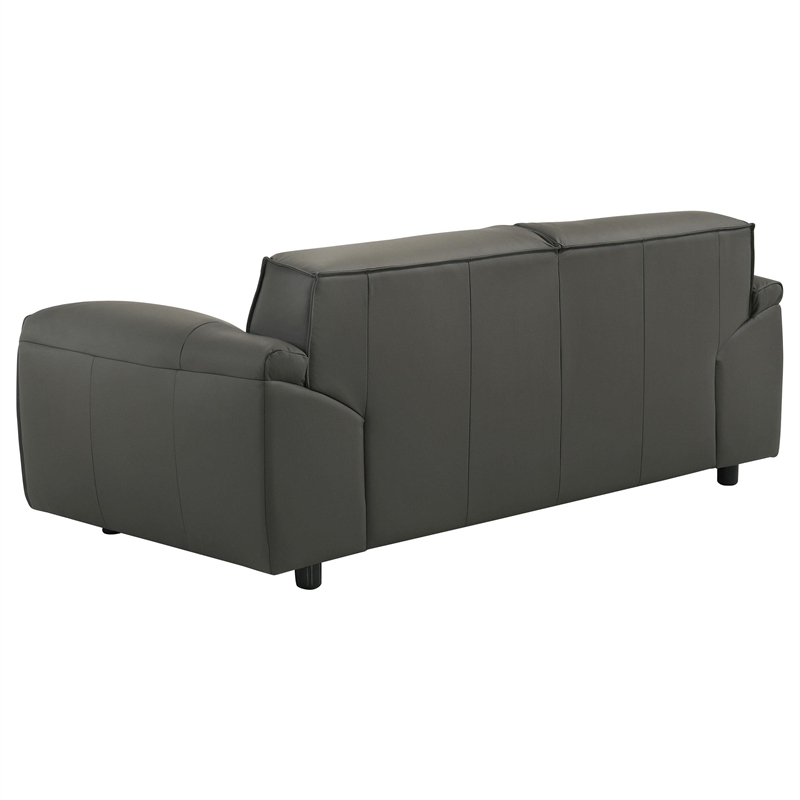 Coaster Buxton Contemporary Padded Top Grain Leather Loveseat in Graphite Gray