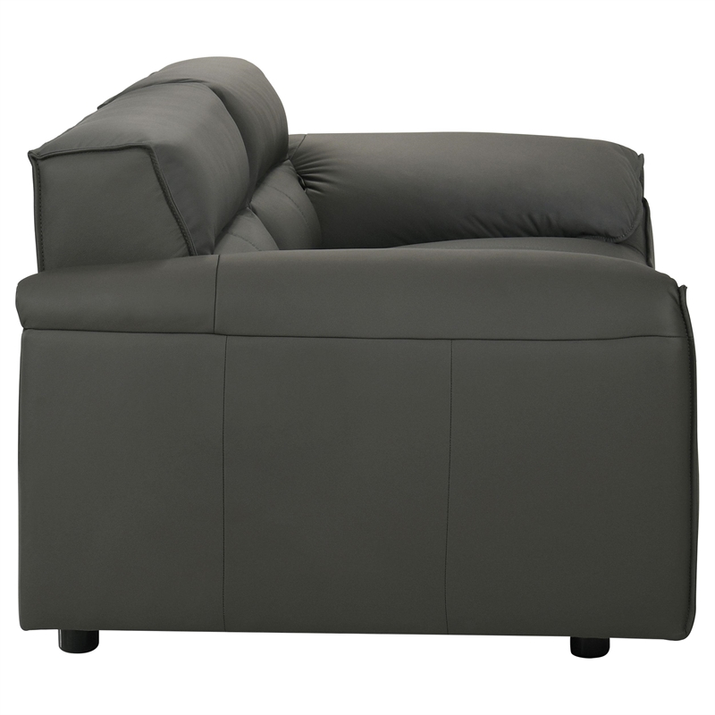 Coaster Buxton Contemporary Padded Top Grain Leather Loveseat in Graphite Gray