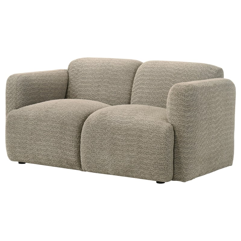 Coaster Dorset Contemporary Upholstered Fabric Round Track Arm Loveseat in Brown
