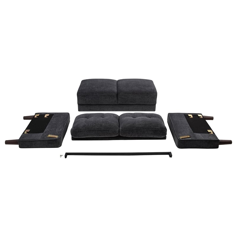 Coaster Bowen II Transitional Tufted Fabric Track Arm Loveseat in Steel Gray