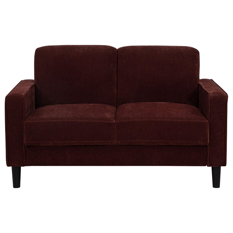 Coaster Ruth  Transitional Upholstered Fabric Track Arm Loveseat in Rust Red