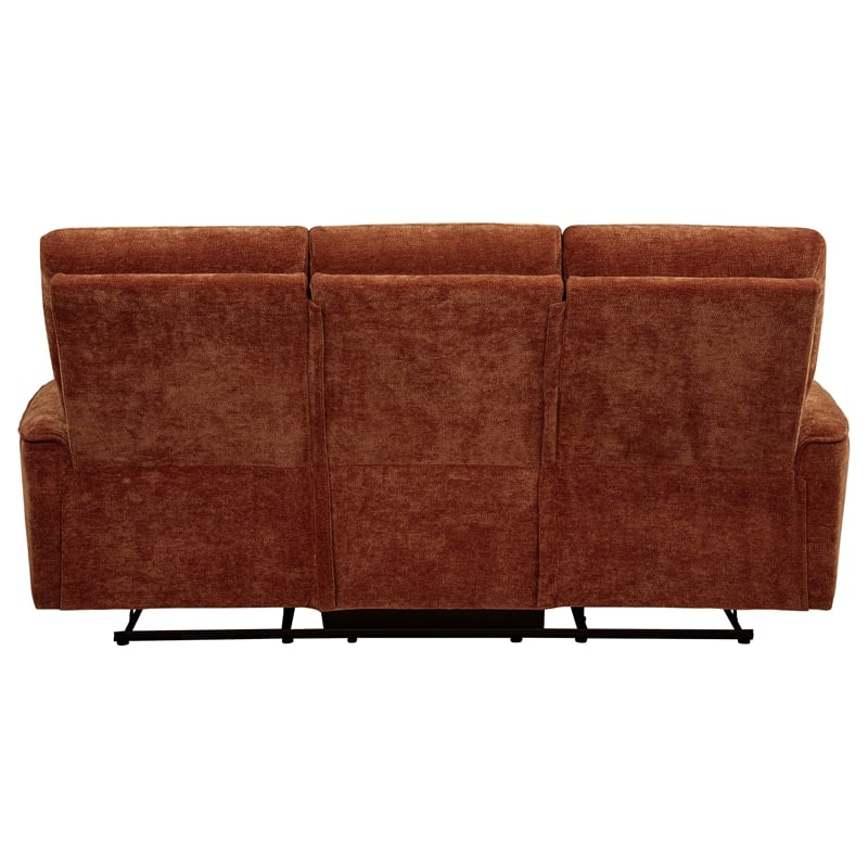 Coaster Navarro Upholstered Chenille Reclining Sofa in Burnt Orange
