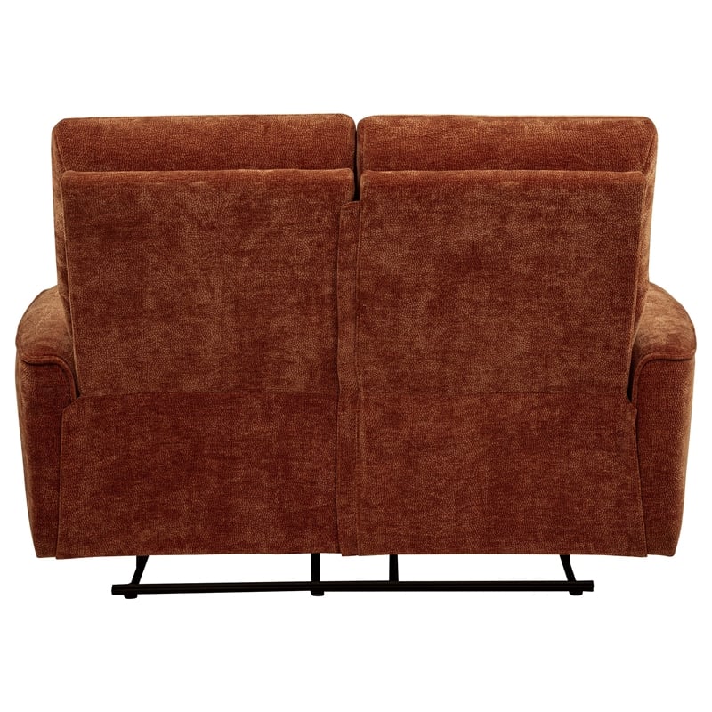 Coaster Navarro Upholstered Chenille Reclining Loveseat in Burnt Orange