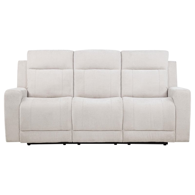 Coaster Kennett Upholstered Chenille Power Reclining Sofa in Ivory White