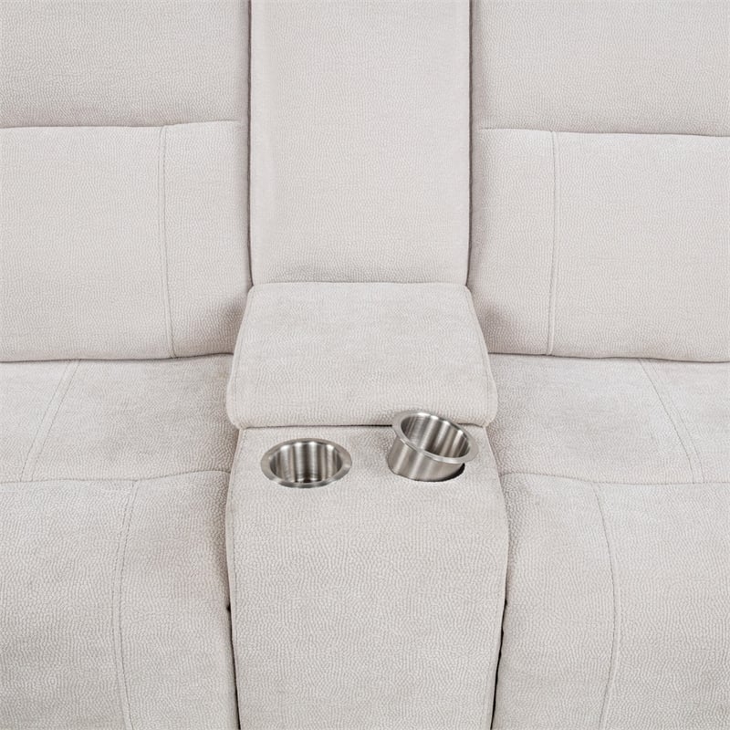 Coaster Kennett Upholstered Chenille Power Reclining Loveseat in Ivory White