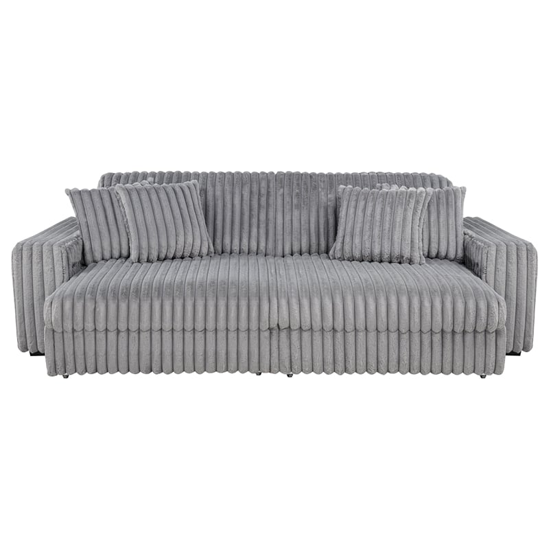 Coaster Jacana Channel Tufted Fabric Dual Power Chaise Sofa in Gray