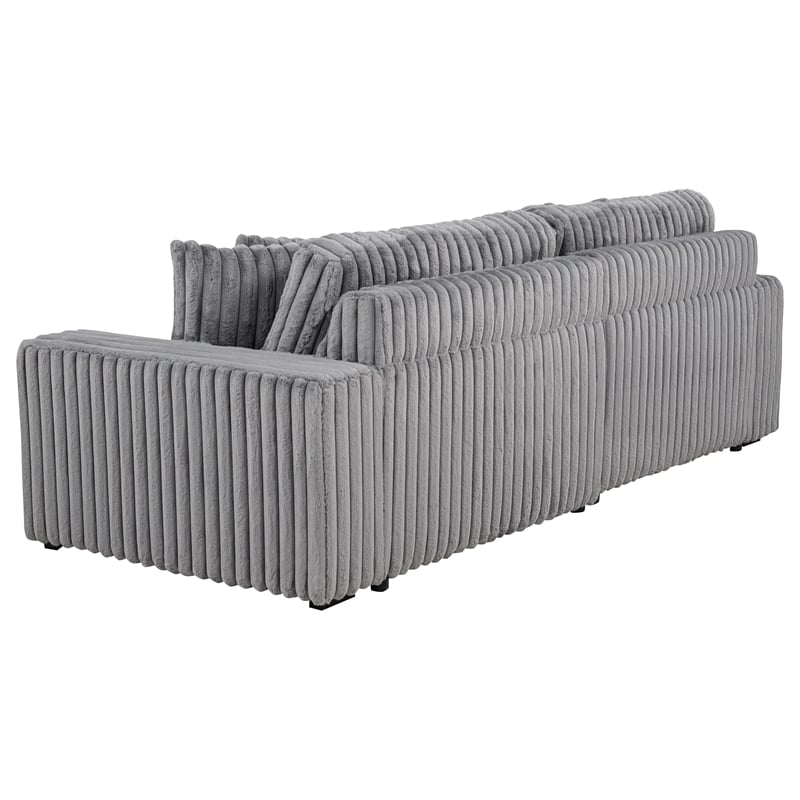 Coaster Jacana Channel Tufted Fabric Dual Power Chaise Sofa in Gray
