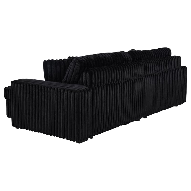 Coaster Jacana Channel Tufted Fabric Dual Power Chaise Sofa in Black