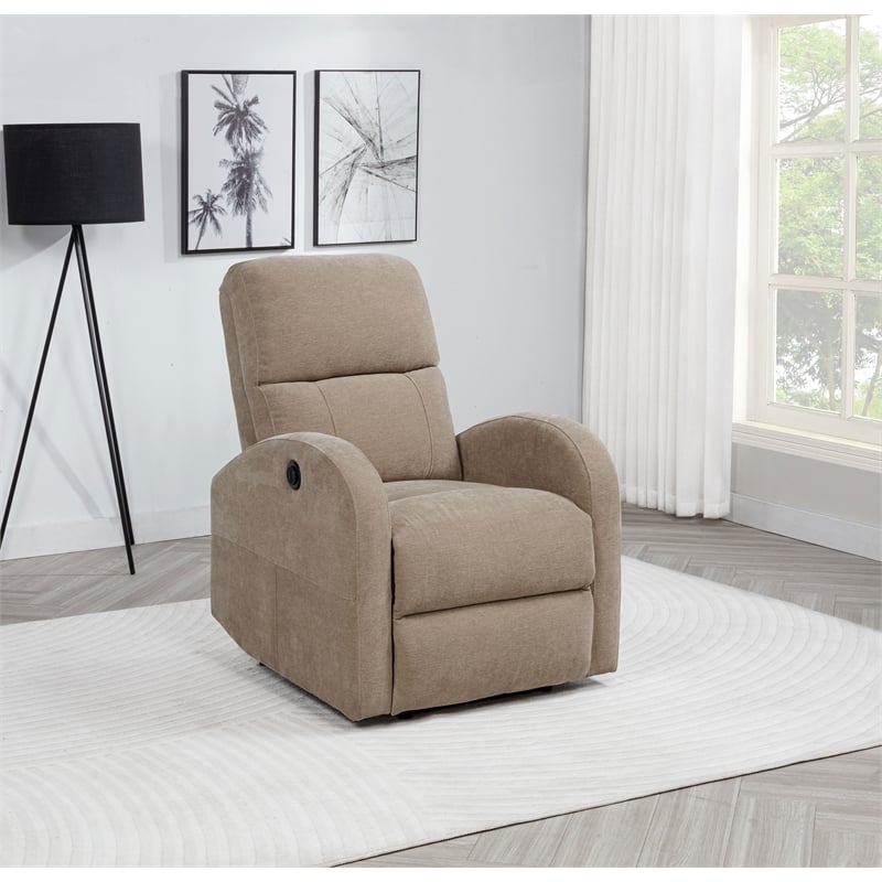 Coaster Grant Transitional Fabric Power Recliner Chair in Camel