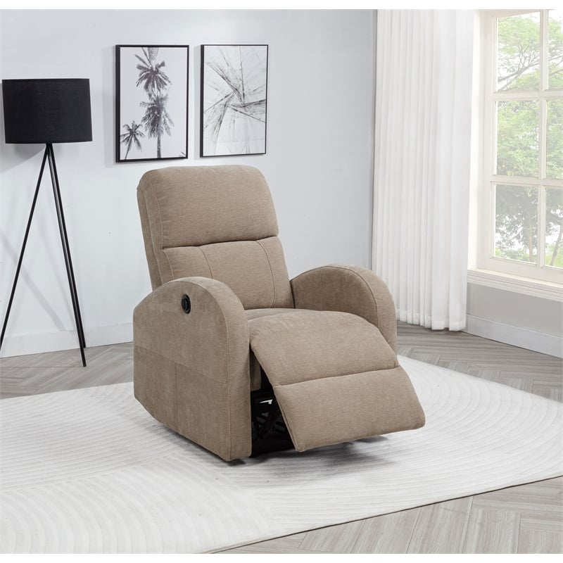 Coaster Grant Transitional Fabric Power Recliner Chair in Camel